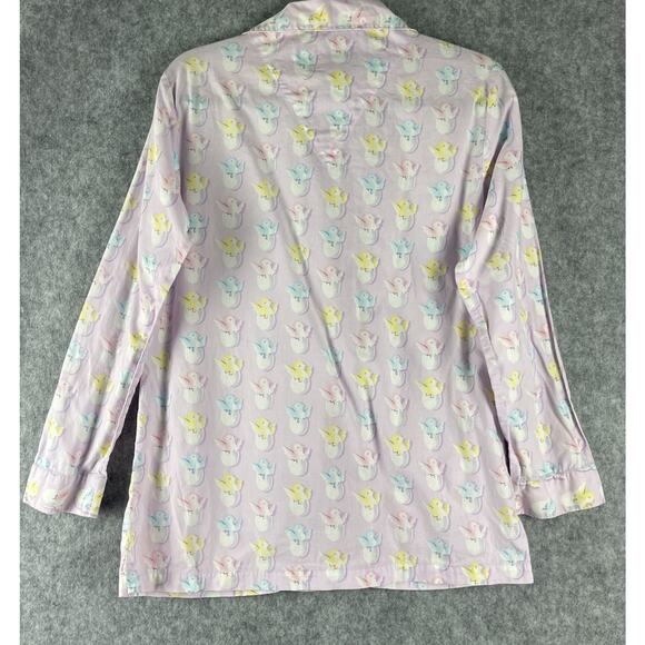Nick and Nora Pajama Top Womens Small Purple Chick Egg Pastel Cotton Easter - Picture 8 of 12